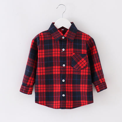 Children's Plaid Shirt Casual Coat Top