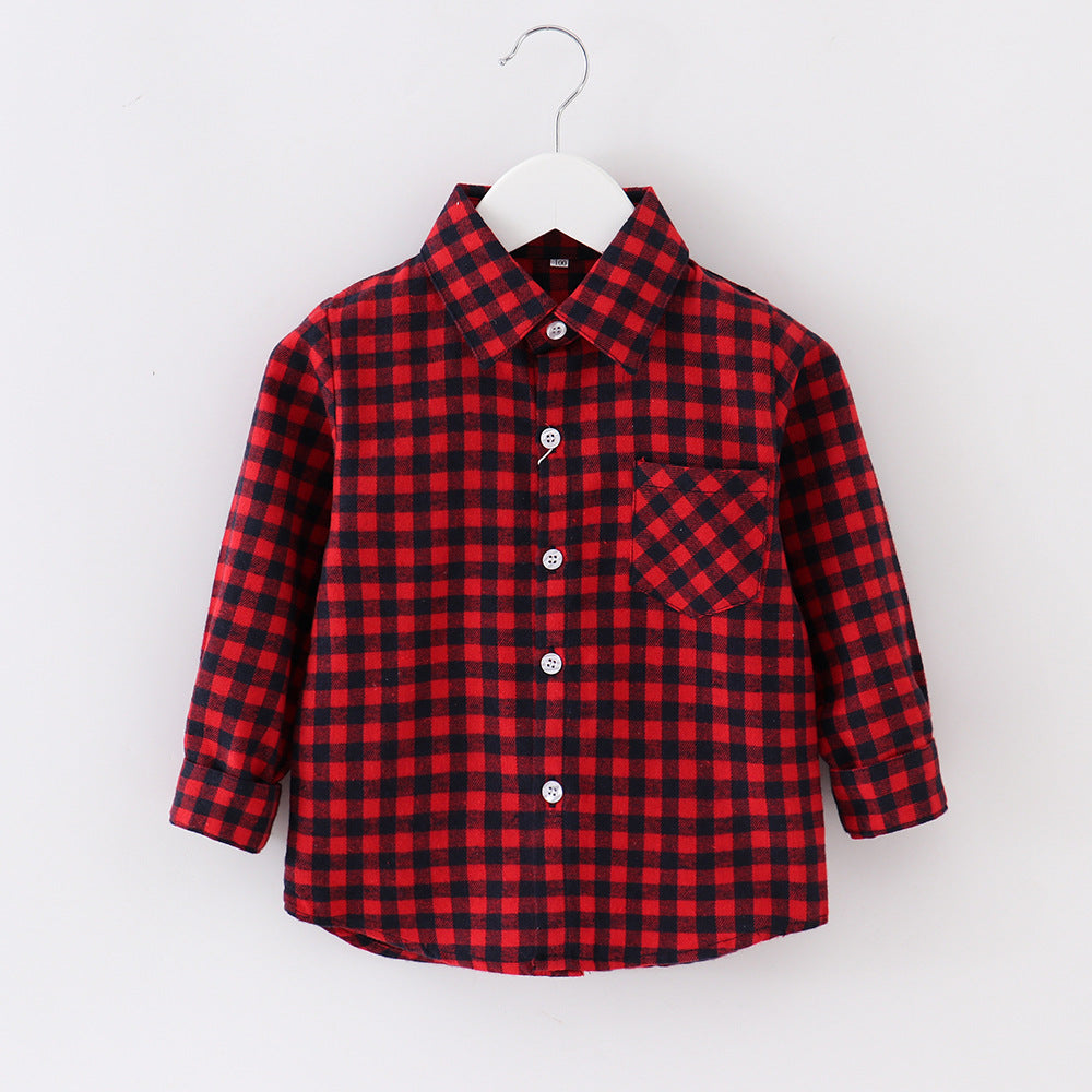 Children's Plaid Shirt Casual Coat Top