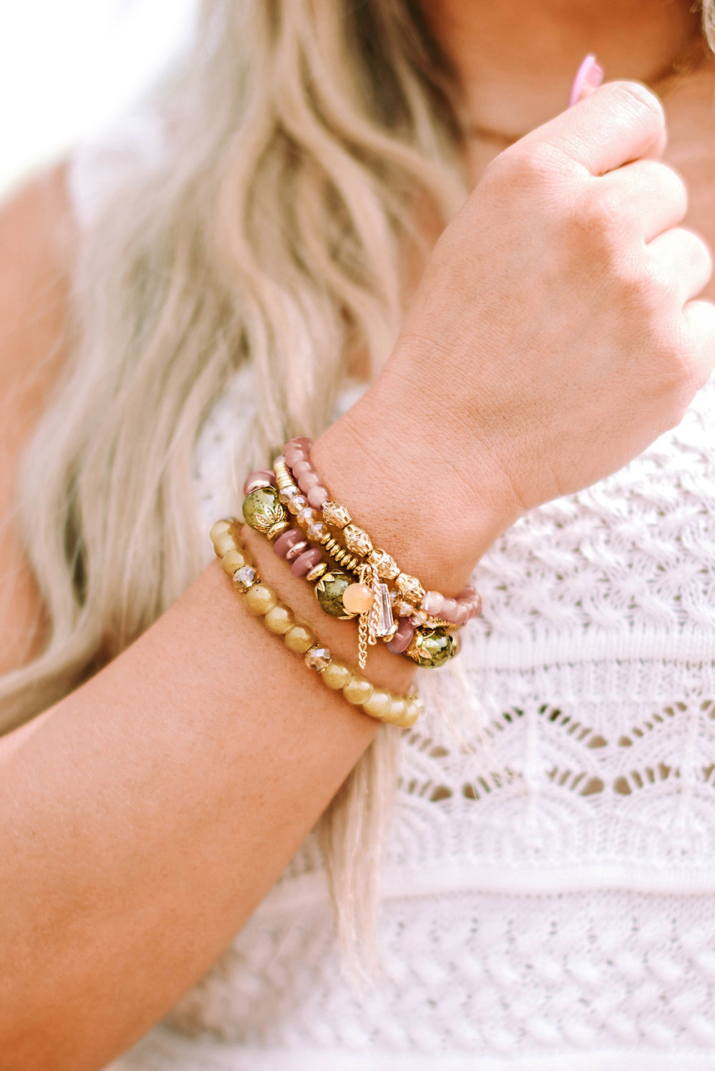 Brown Bohemian Crystal Pendant Tassel Bracelet