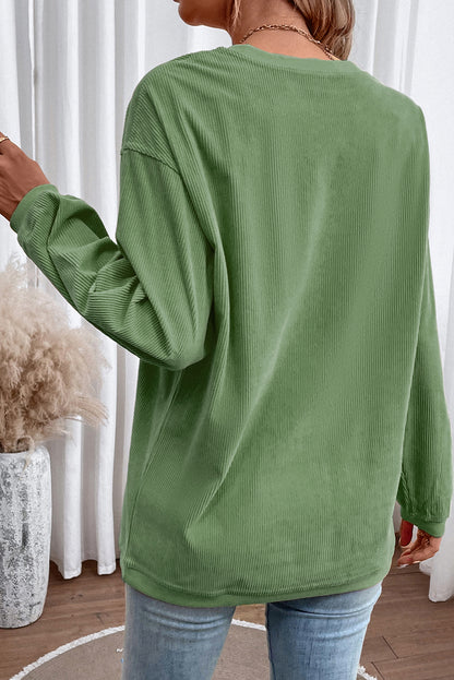 Grass Green Merry & Bright Sequin Ribbed Graphic Sweatshirt