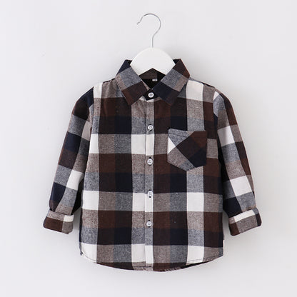 Children's Plaid Shirt Casual Coat Top