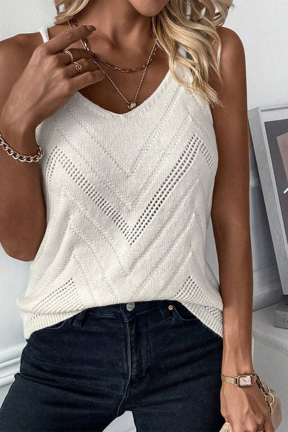 Openwork Spaghetti Strap Knit Vest