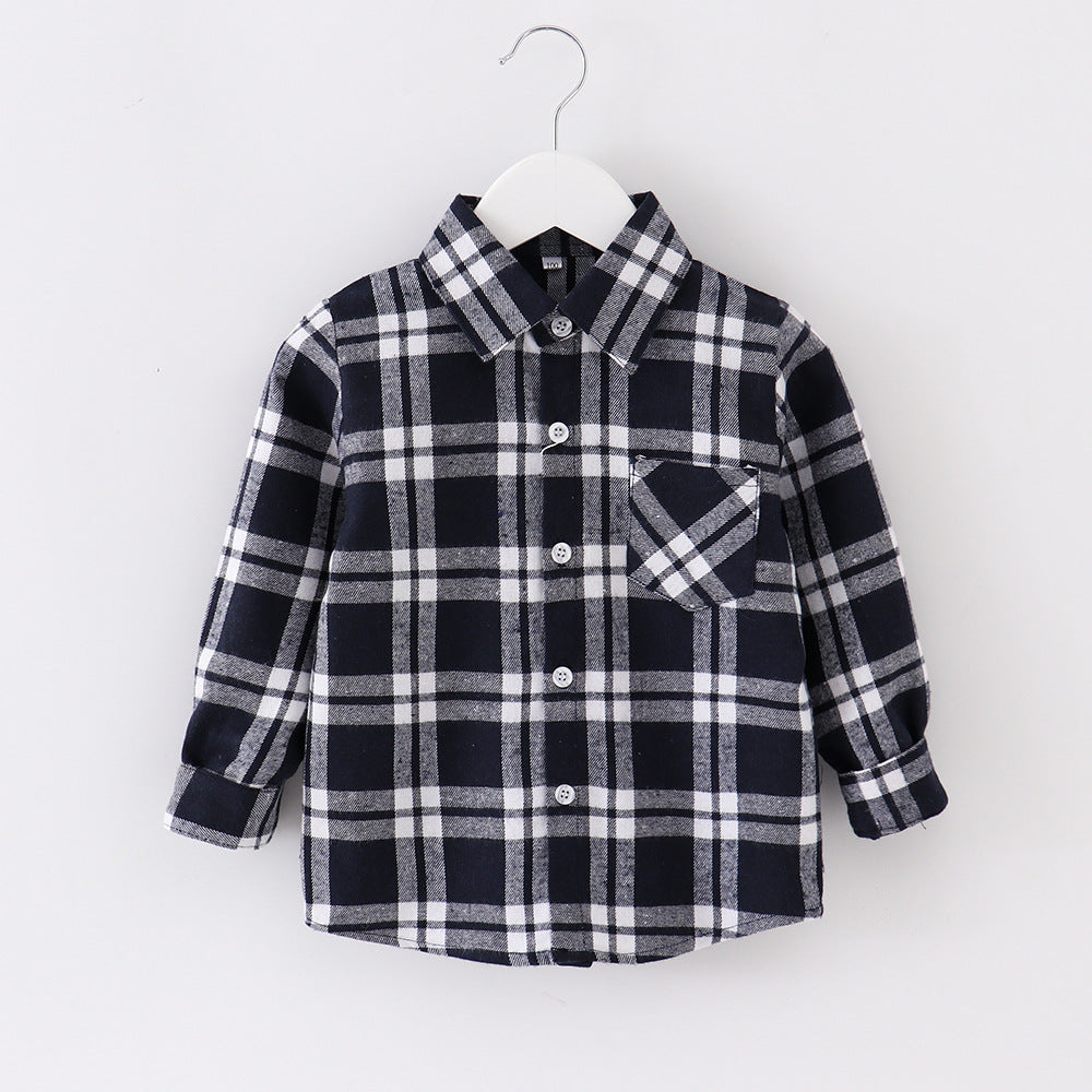 Children's Plaid Shirt Casual Coat Top