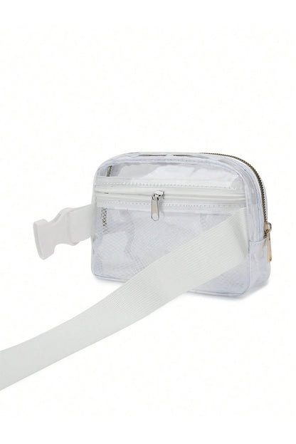 Bright White Adjustable Straps Zipper Clear Waist Bag