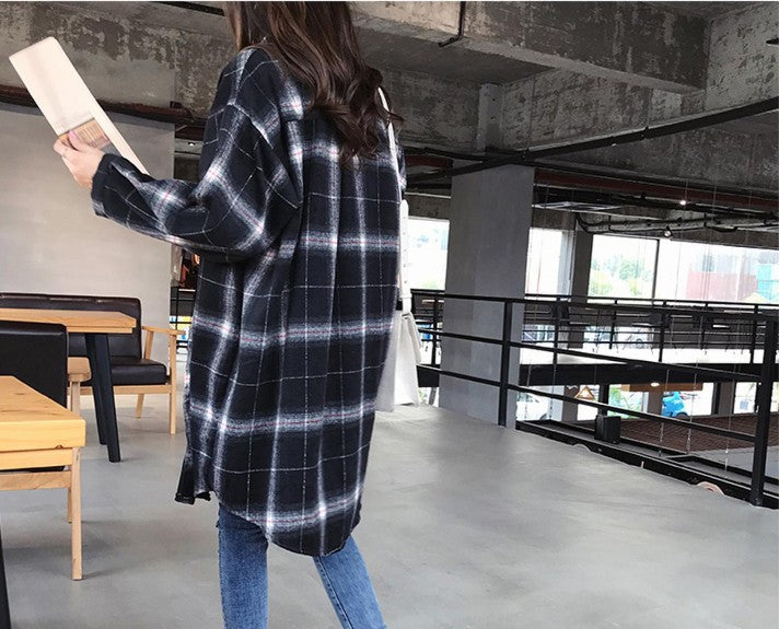 Plaid shirt female casual shirt coat