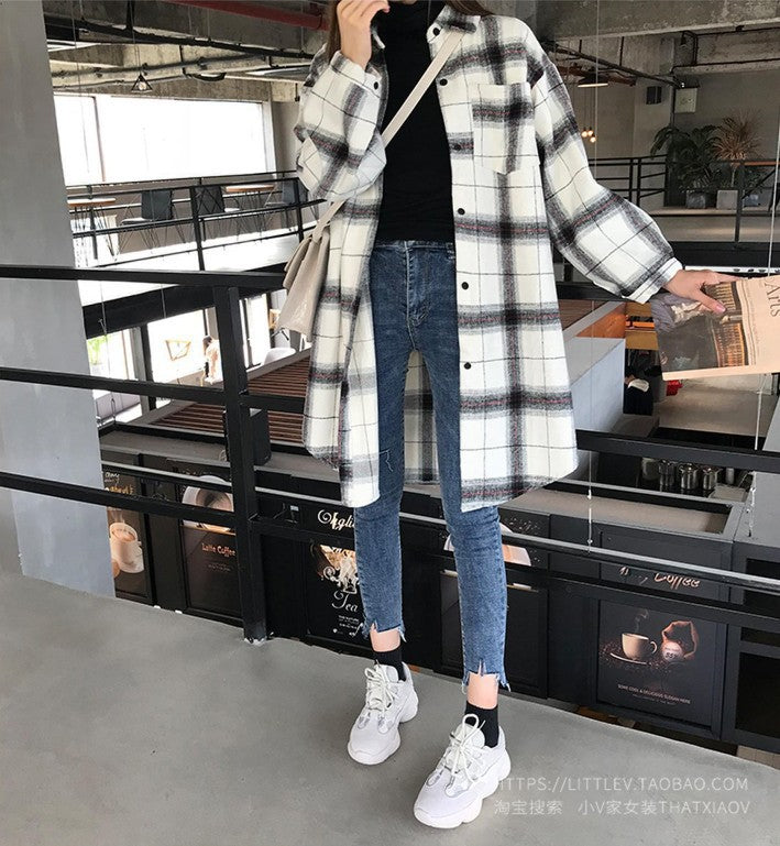 Plaid shirt female casual shirt coat