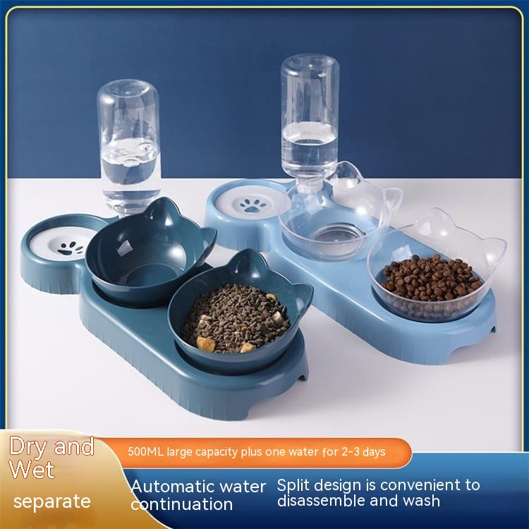 Cat Bowl Anti-tumble Automatic Feeding Water Fountain