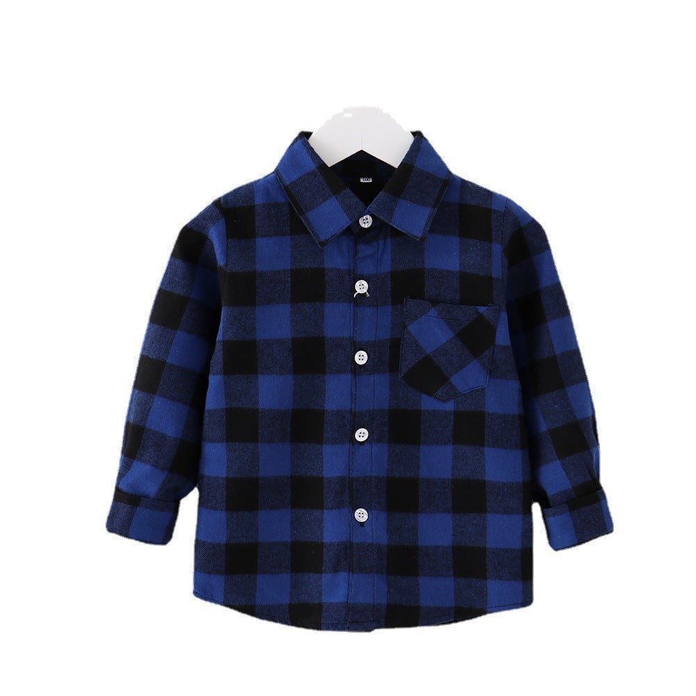 Children's Plaid Shirt Casual Coat Top