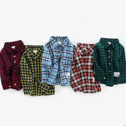 Fashion Cute Children's Plaid Shirt Long Sleeve Shirt