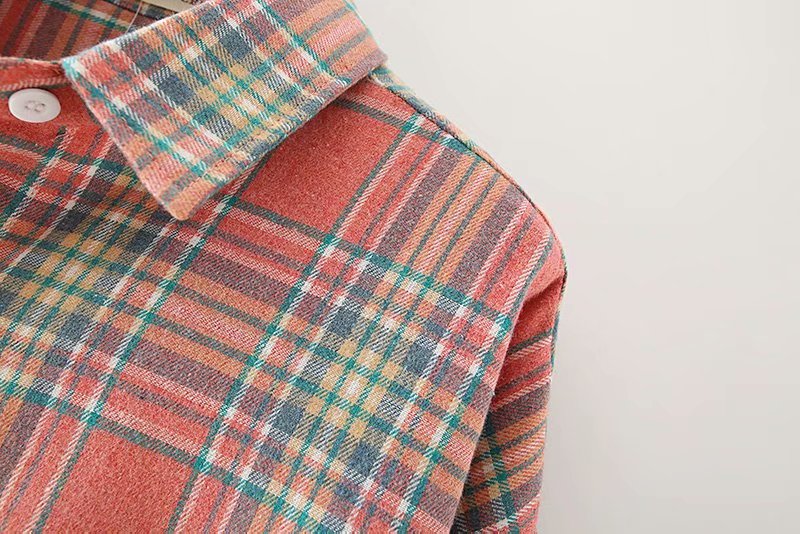 Large Retro Long-sleeved Plaid Shirt