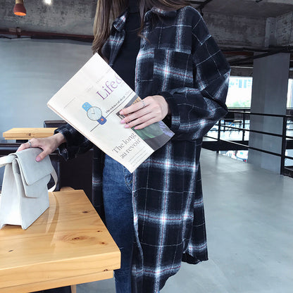 Plaid shirt female casual shirt coat