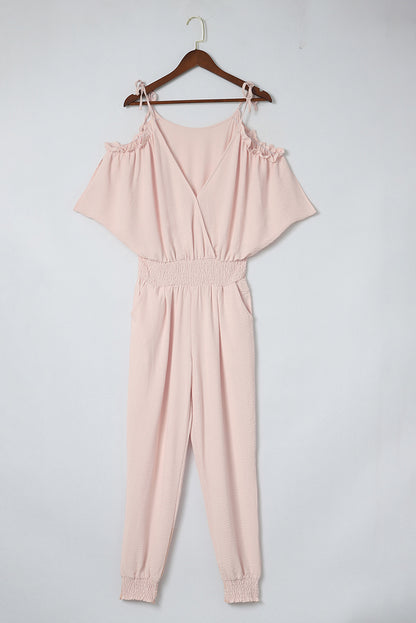 Frill Surplice Cold Shoulder Jumpsuit