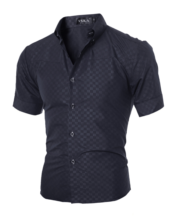 Men's Dark Plaid Short Sleeve Shirt