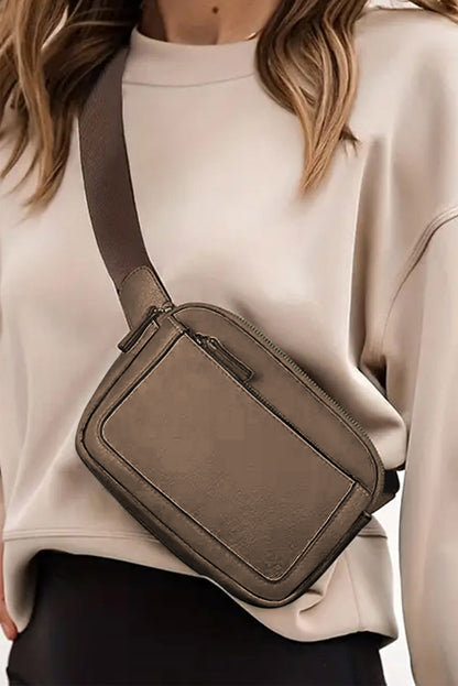 Black Minimalist Multi-zipped Crossbody Bag