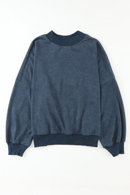 Brown Plain Drop Shoulder Crew Neck Pullover Sweatshirt