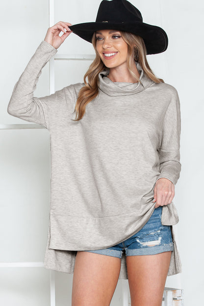 Green Cowl Neck Loose Fit Tunic Top