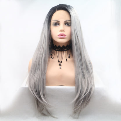 13*3" Lace Front Wigs Synthetic Long Straight 24" 130% Density