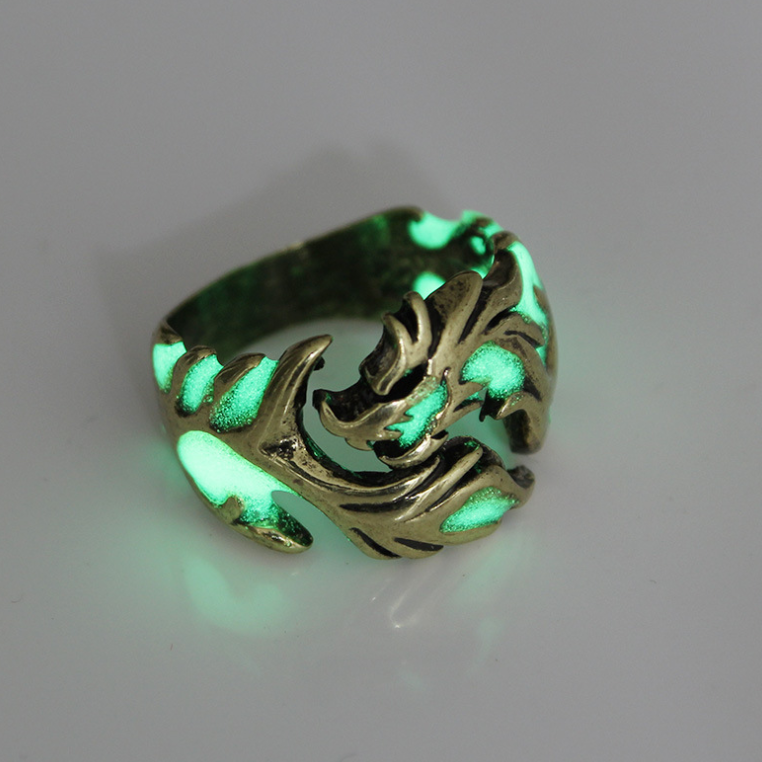 Vintage Men's Rings Fashion Dragons Adjustable Rings Personalized Night Lights