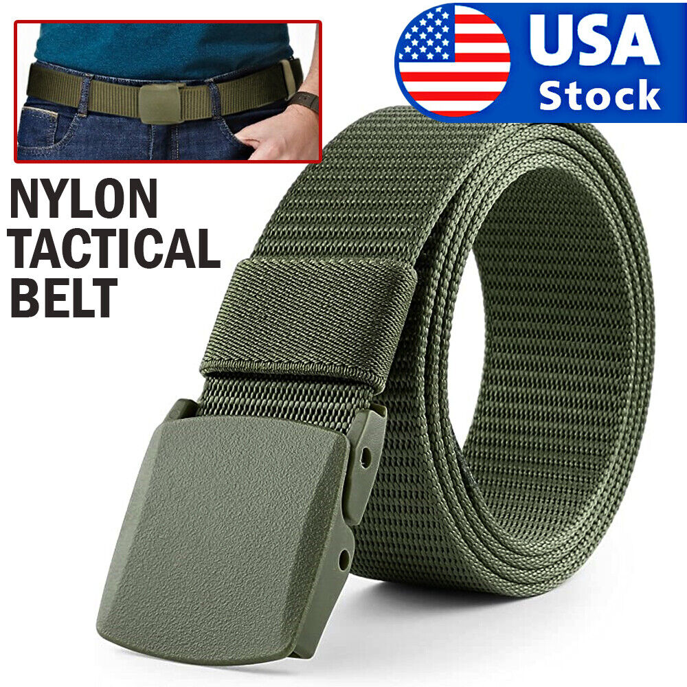 Men's Plastic Cam Buckle Nylon Canvas Tactical Waistband Webbing Military Belt