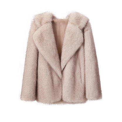 Lapel Leather Fur Coat Women's Artificial Wool Clip Coat