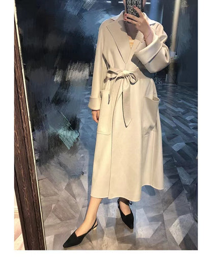 Women's Fashion Double-sided Cashmere Water Ripple Coat