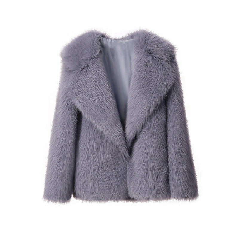 Lapel Leather Fur Coat Women's Artificial Wool Clip Coat