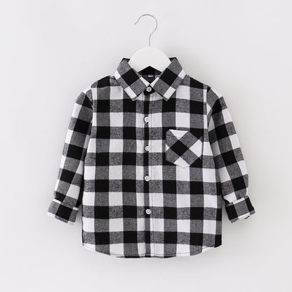 Children's Plaid Shirt Casual Coat Top