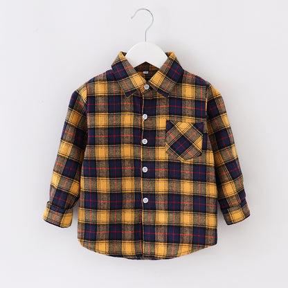 Children's Plaid Shirt Casual Coat Top