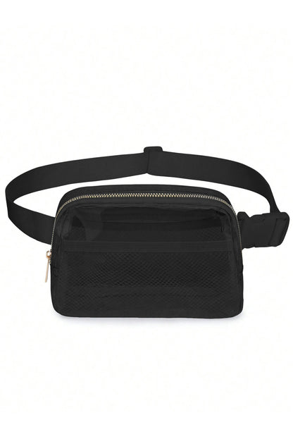 Bright White Adjustable Straps Zipper Clear Waist Bag