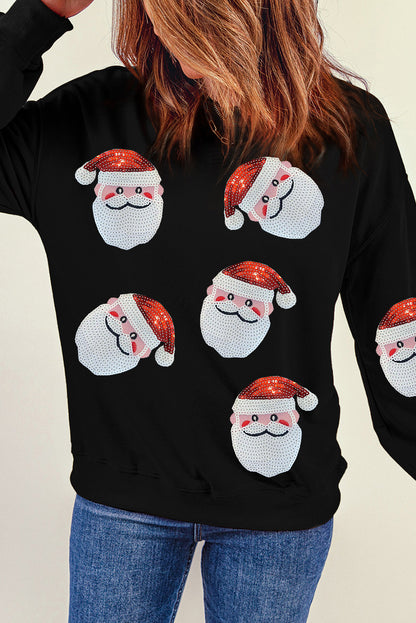 Red Sequins Santa Claus Graphic Christmas Sweatshirt