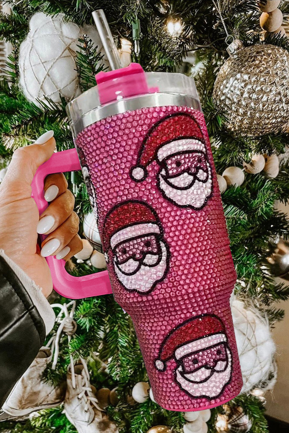 White Christmas Santa Diamond Water Cup