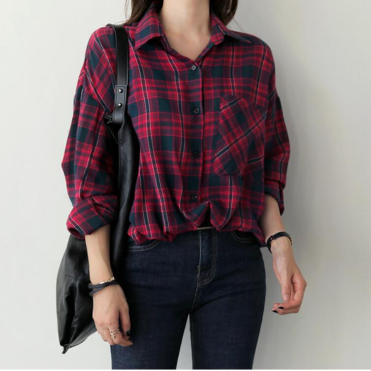 Spring New Women's Plaid Loose Shirt