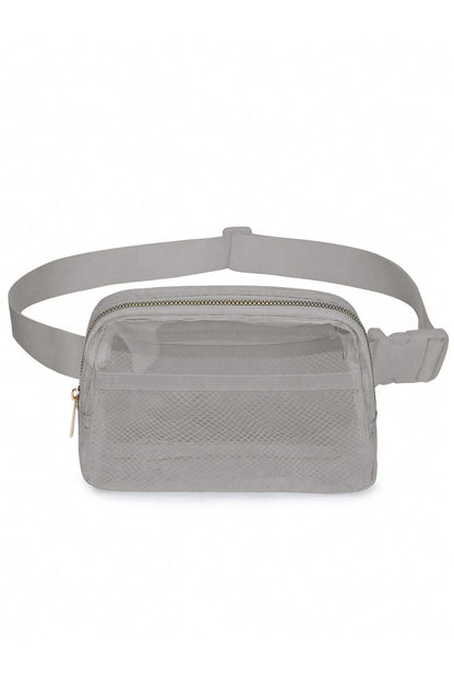 Bright White Adjustable Straps Zipper Clear Waist Bag