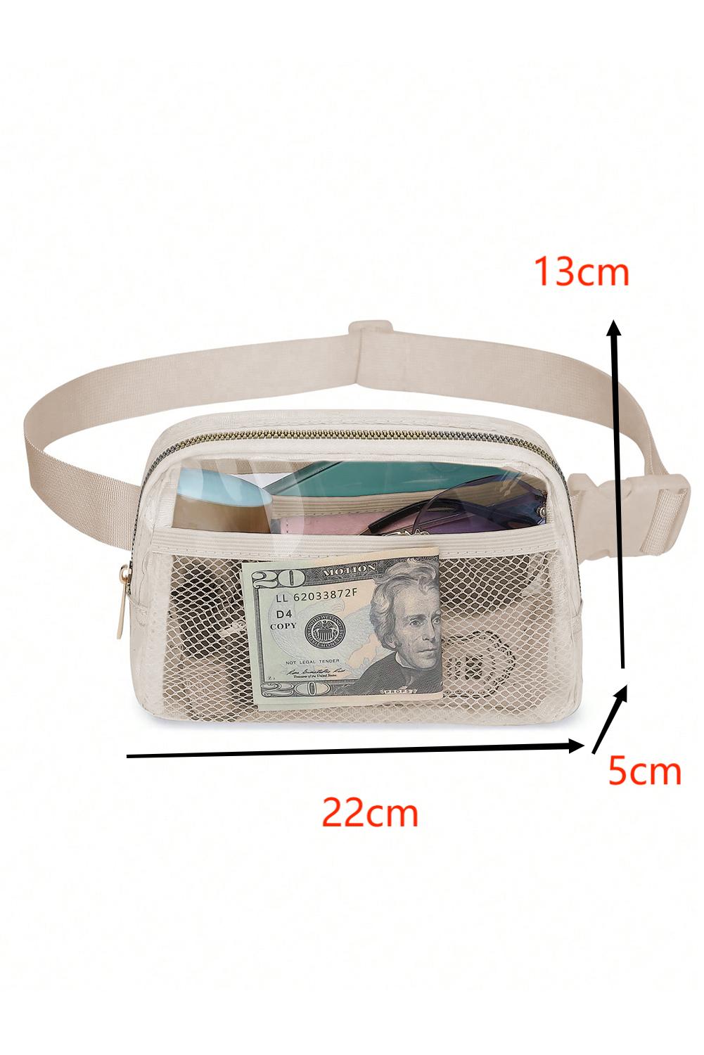 Bright White Adjustable Straps Zipper Clear Waist Bag