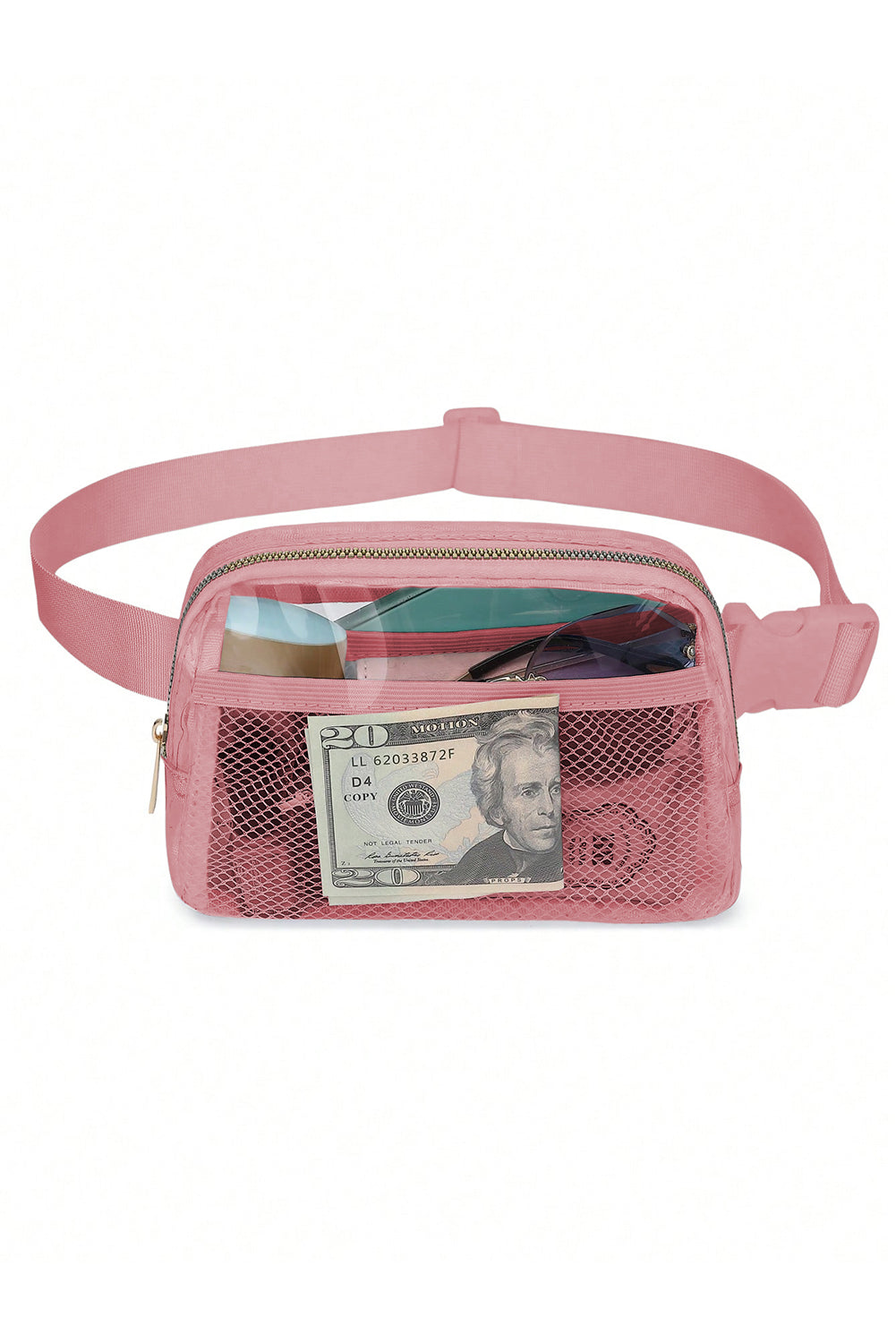 Bright White Adjustable Straps Zipper Clear Waist Bag