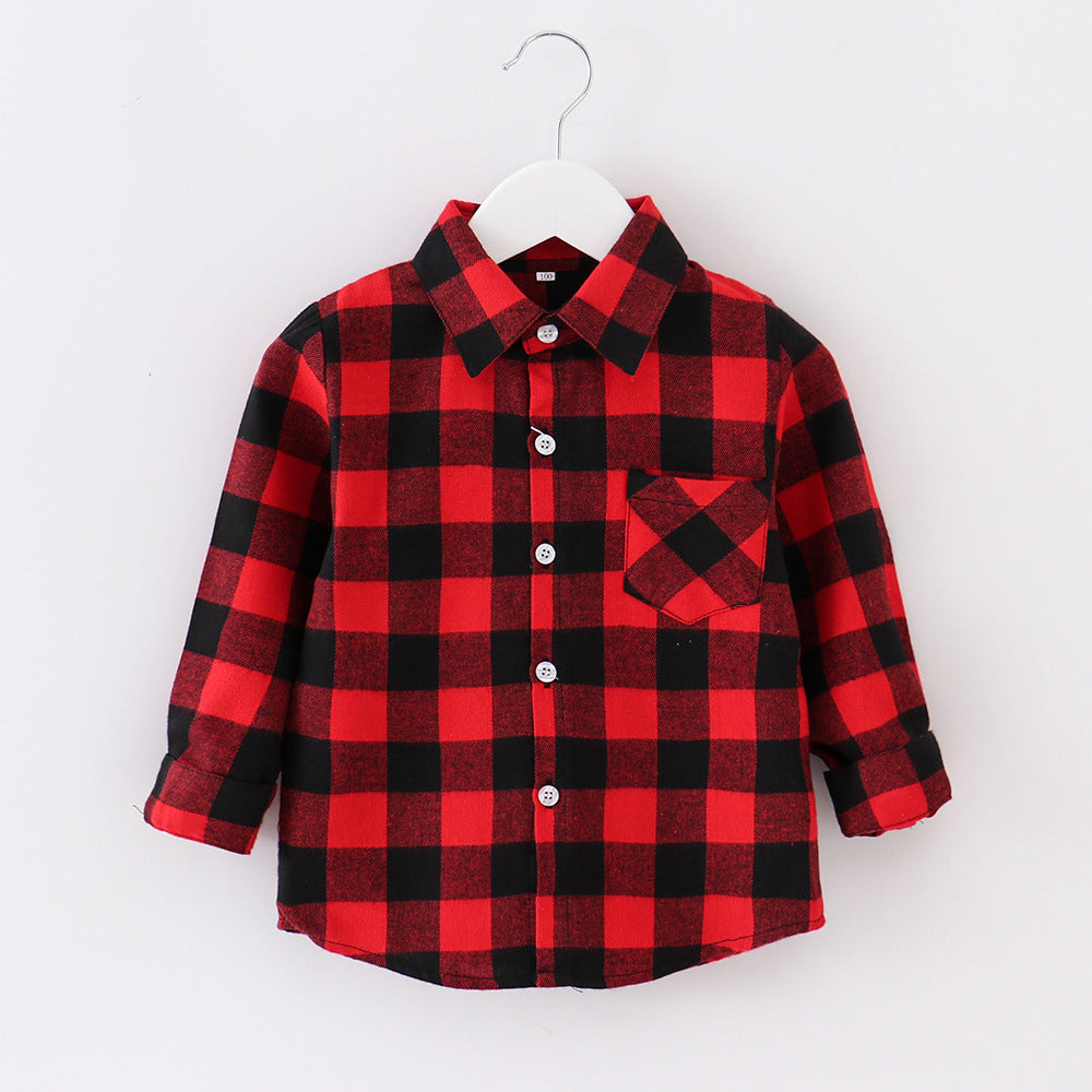 Children's Plaid Shirt Casual Coat Top