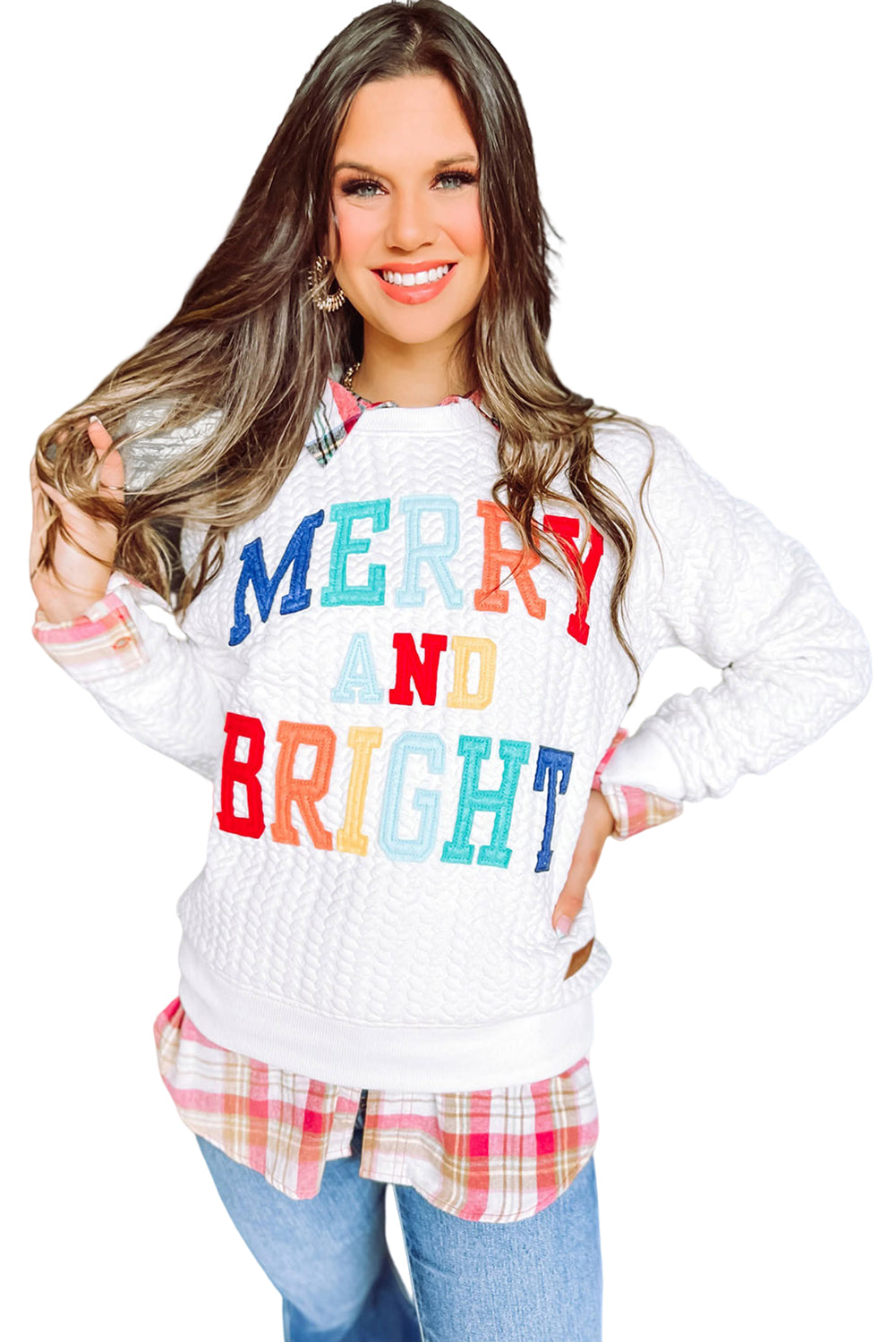 Blackish Green Merry And Bright Quilted Sweatshirt