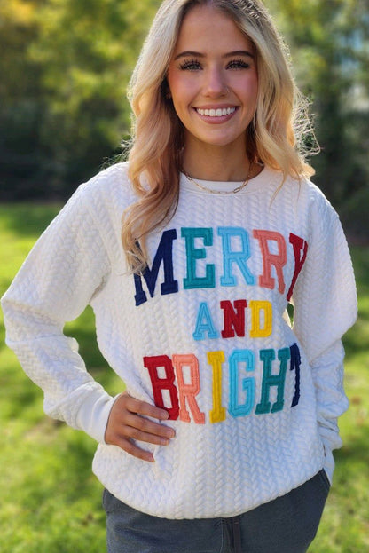 Blackish Green Merry And Bright Quilted Sweatshirt