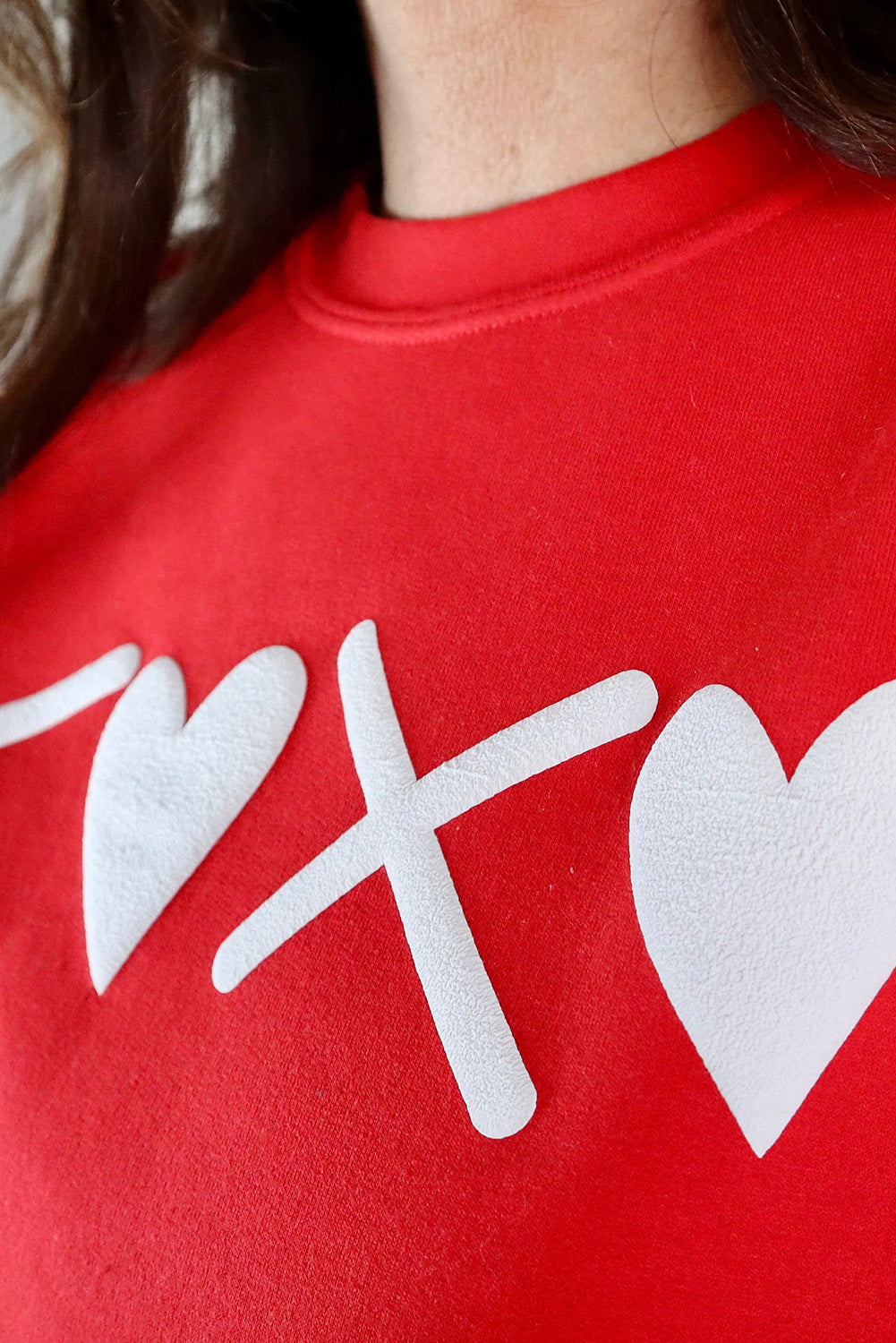 Red XOXO Heart Print Valentine Graphic Sweatshirt