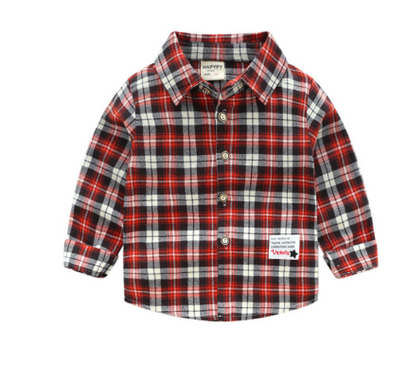 Fashion Cute Children's Plaid Shirt Long Sleeve Shirt