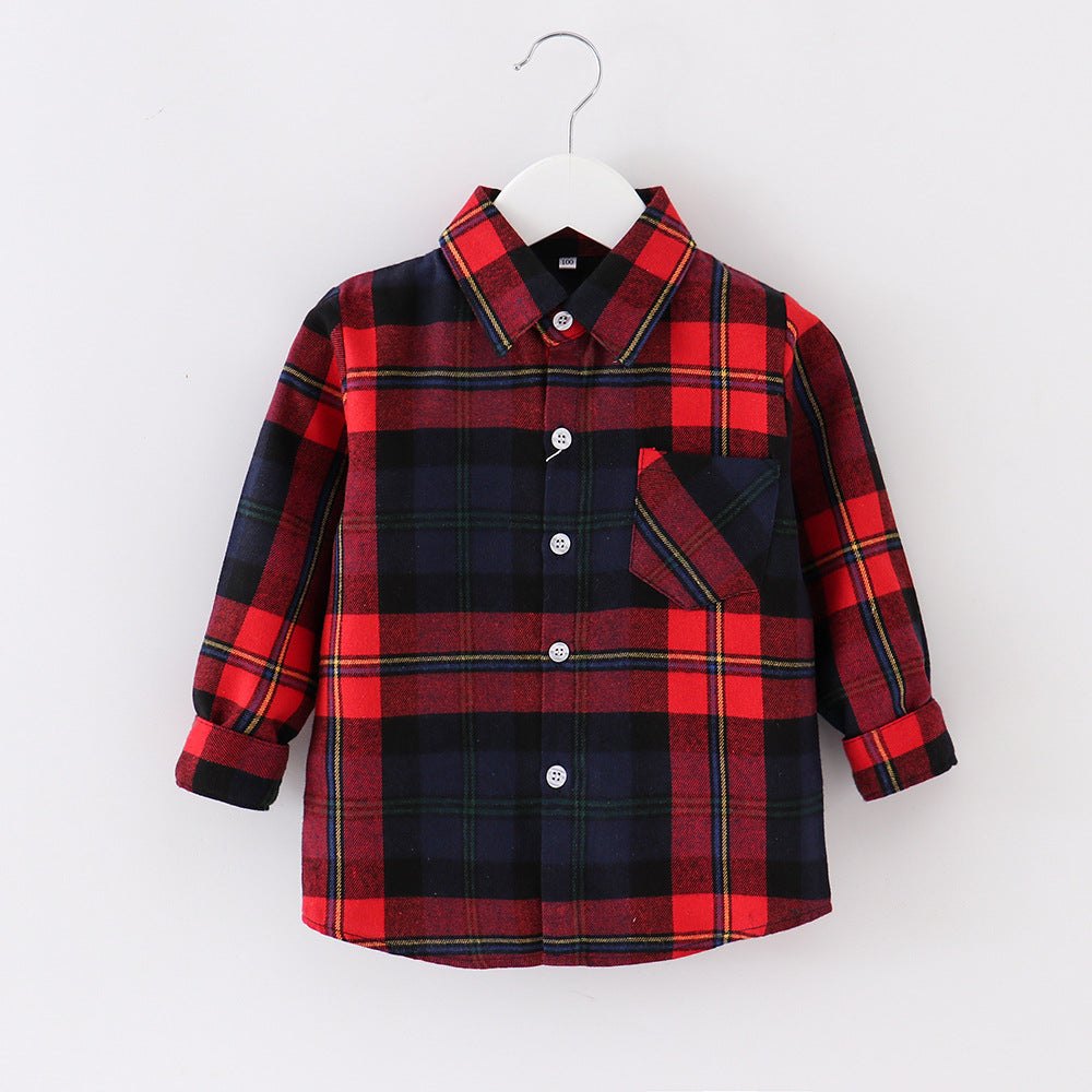 Children's Plaid Shirt Casual Coat Top