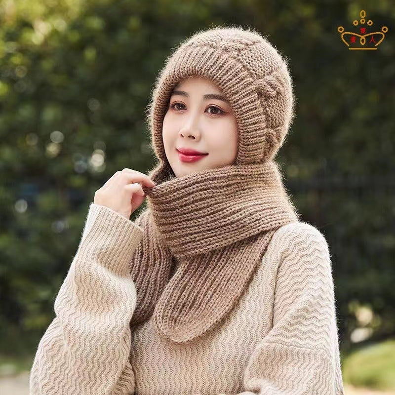 Hat Scarf Thickened Warm-keeping And Cold-proof Snow Hat