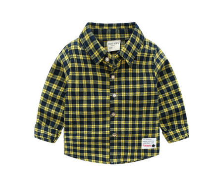 Fashion Cute Children's Plaid Shirt Long Sleeve Shirt