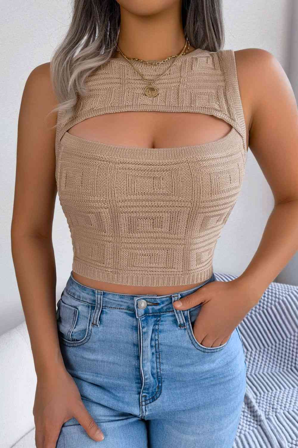 Cutout Sleeveless Knit Top