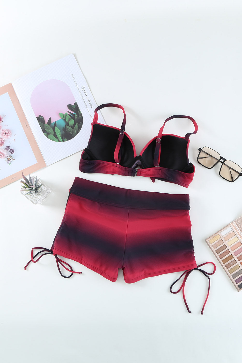 Drawstring Sweetheart Neck Bikini Set