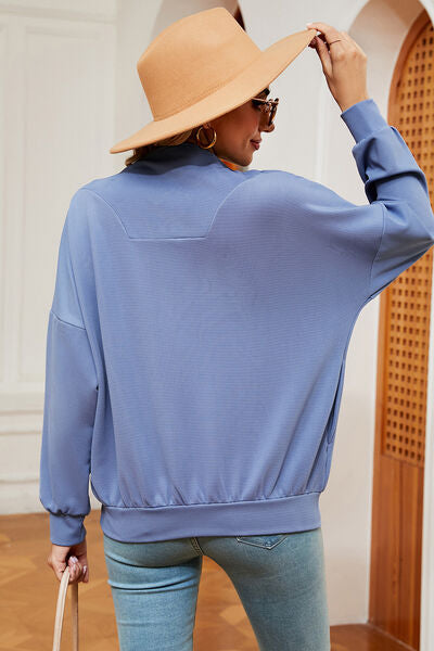 Half Zip Dropped Shoulder Sweatshirt