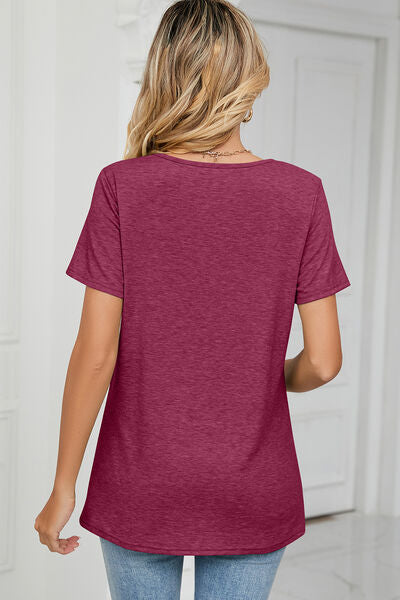 Ruched Heathered Short Sleeve T-Shirt